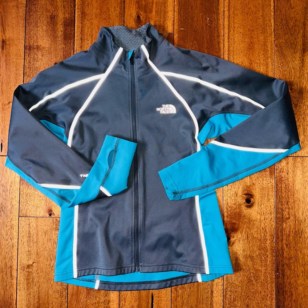 THE NORTH FACE  WOMEN'S APEX CLIMATEBLOCK FULL ZIP GREY/ BLUE XS